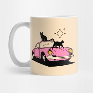 Cool Car Black Cat in beige Mug